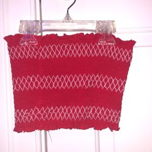 Garage Red and White Crop Tube Top Size S
